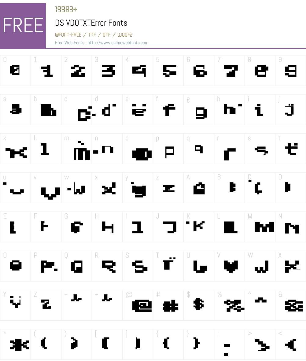 DS VDOTXTError Font Screenshots