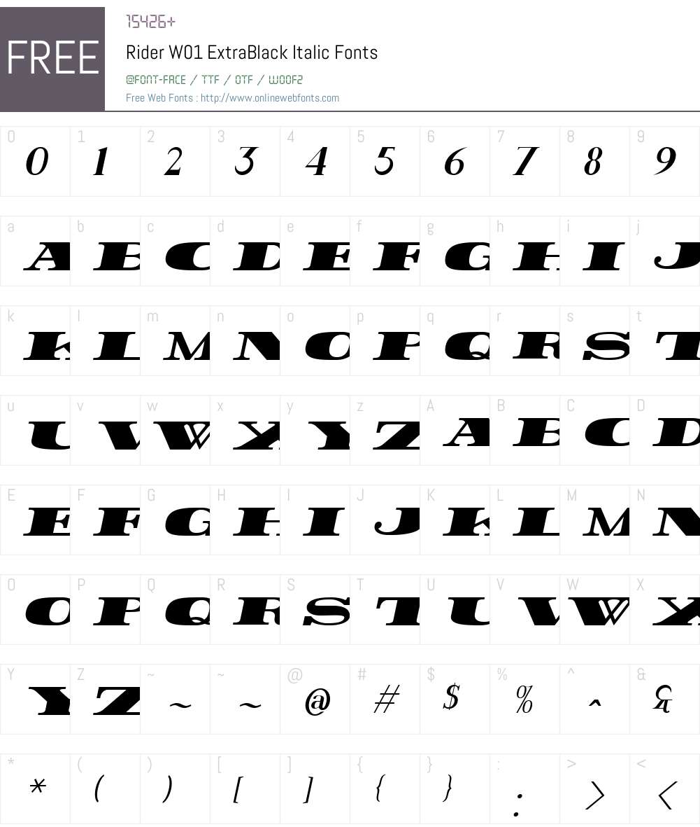 RiderW01-ExtraBlackItalic Font Screenshots