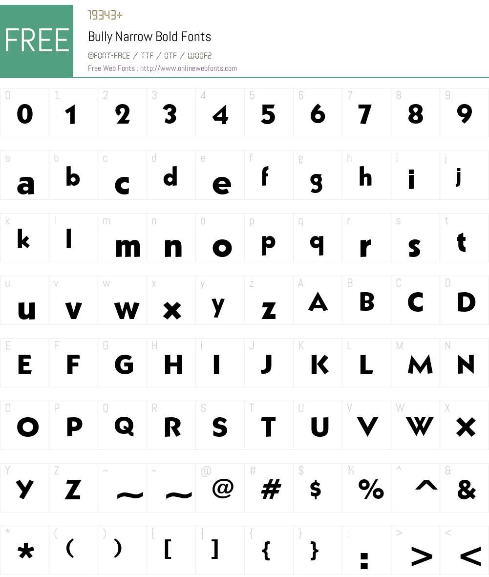 Bully Narrow Font Screenshots