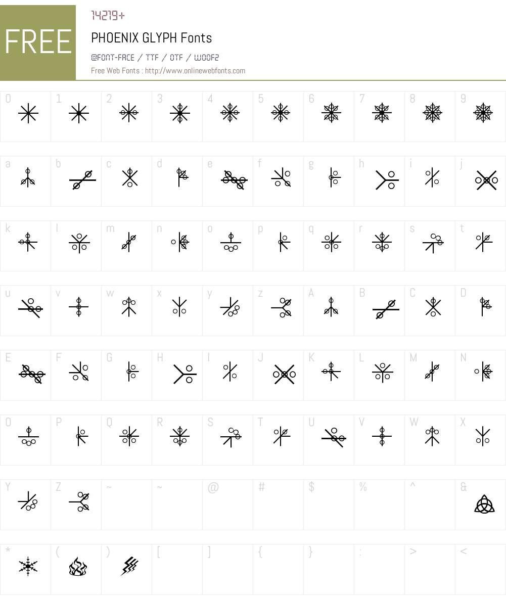 PHOENIX GLYPH Font Screenshots