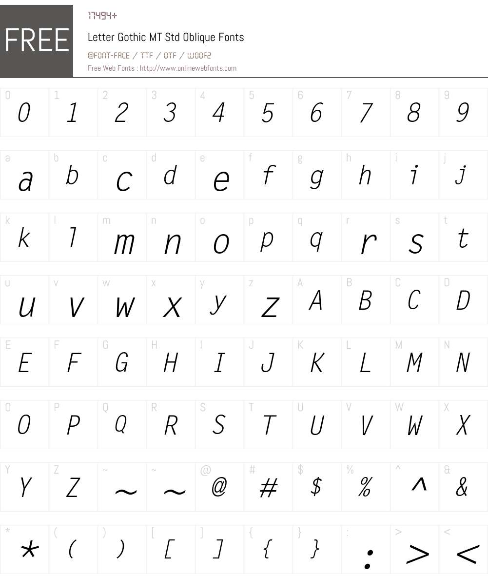 Letter Gothic MT Std Font Screenshots