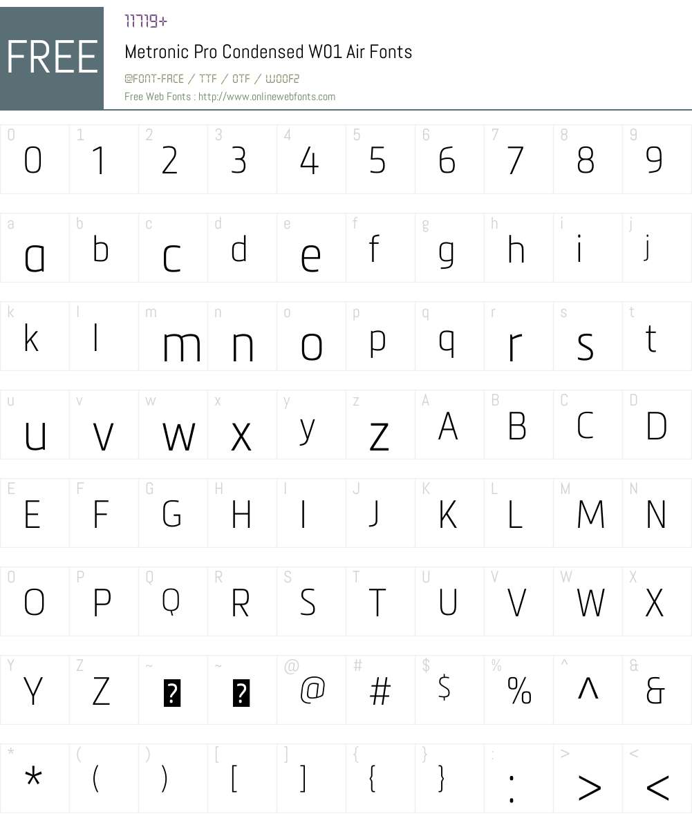 MetronicProCondensedW01-Air Font Screenshots