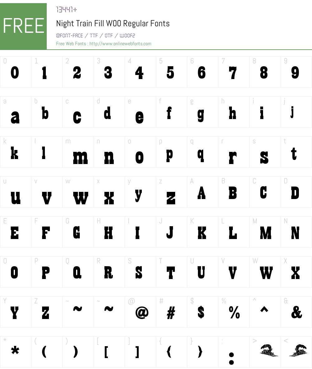 NightTrainFillW00-Regular Font Screenshots