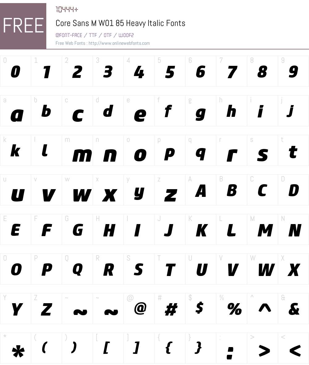 CoreSansMW01-85HeavyItalic Font Screenshots