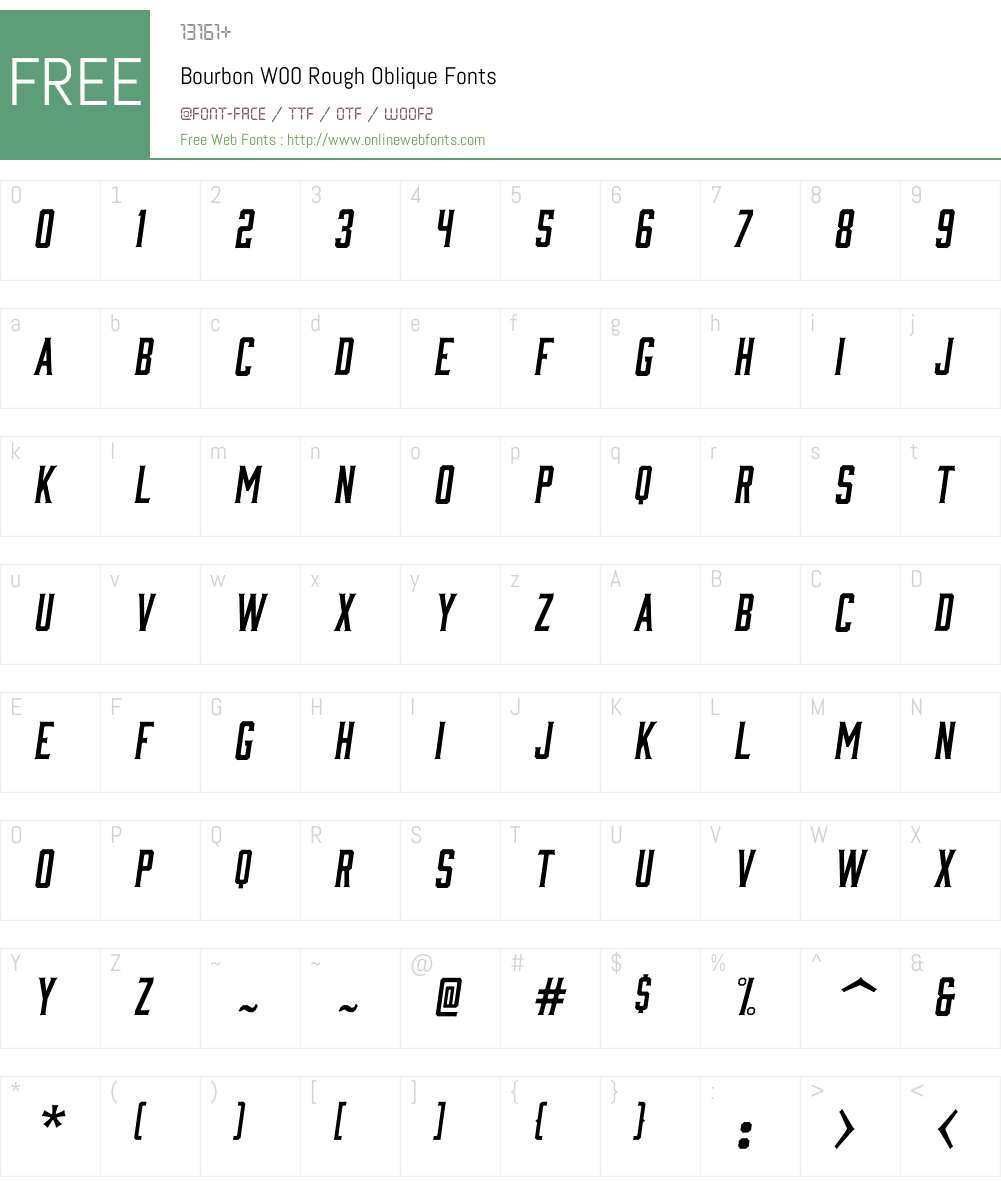 BourbonW00-RoughOblique Font Screenshots