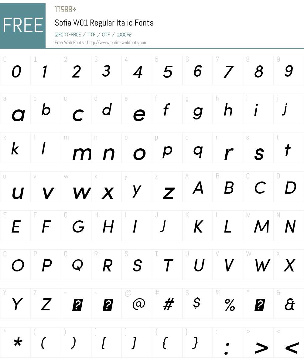 SofiaW01-RegularItalic Font Screenshots