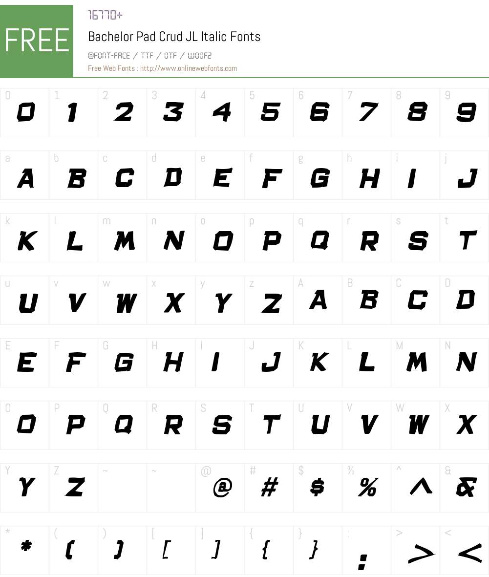 Bachelor Pad Crud JL Font Screenshots