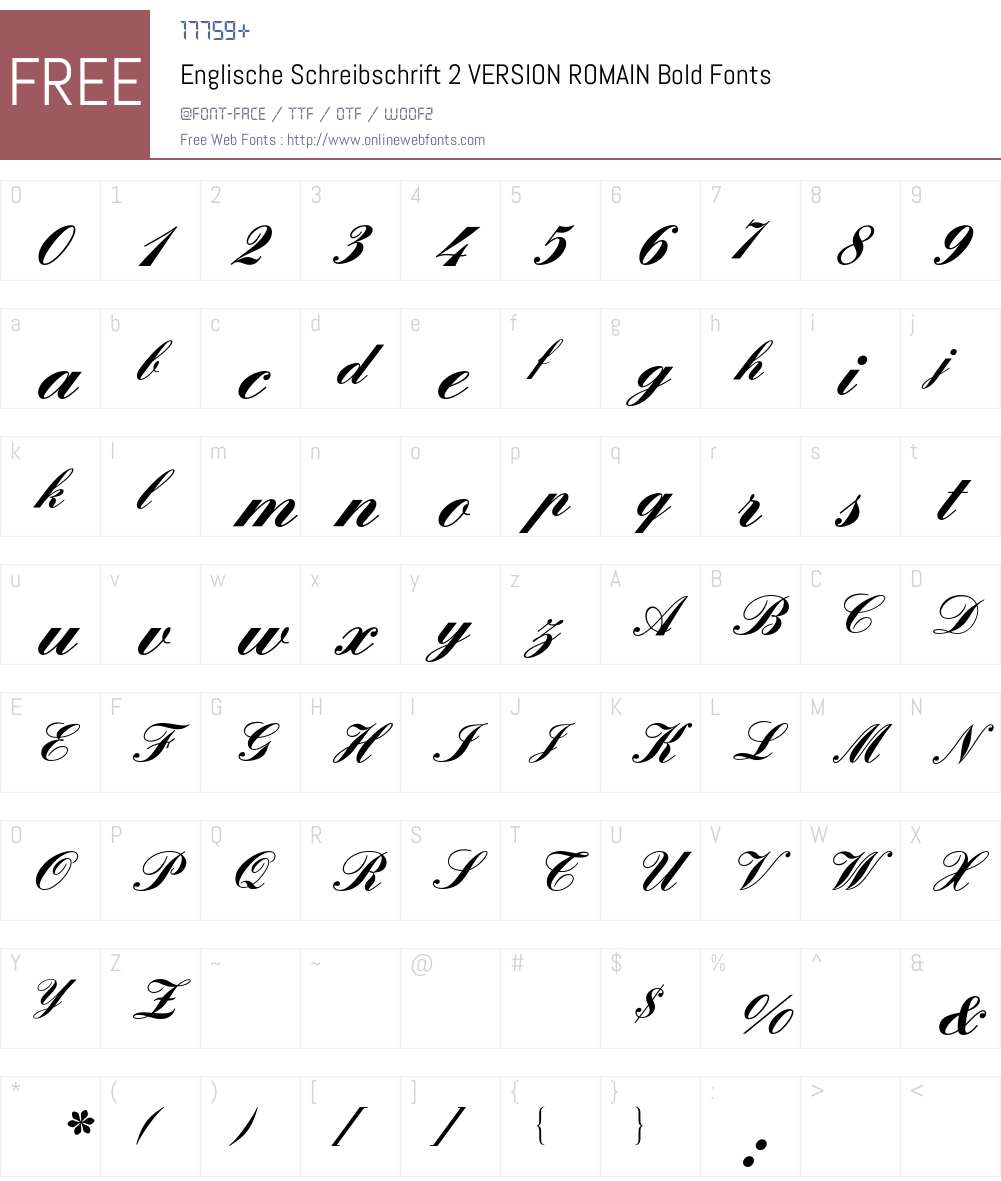 Englische Schreibschrift 2 BQ Font Screenshots