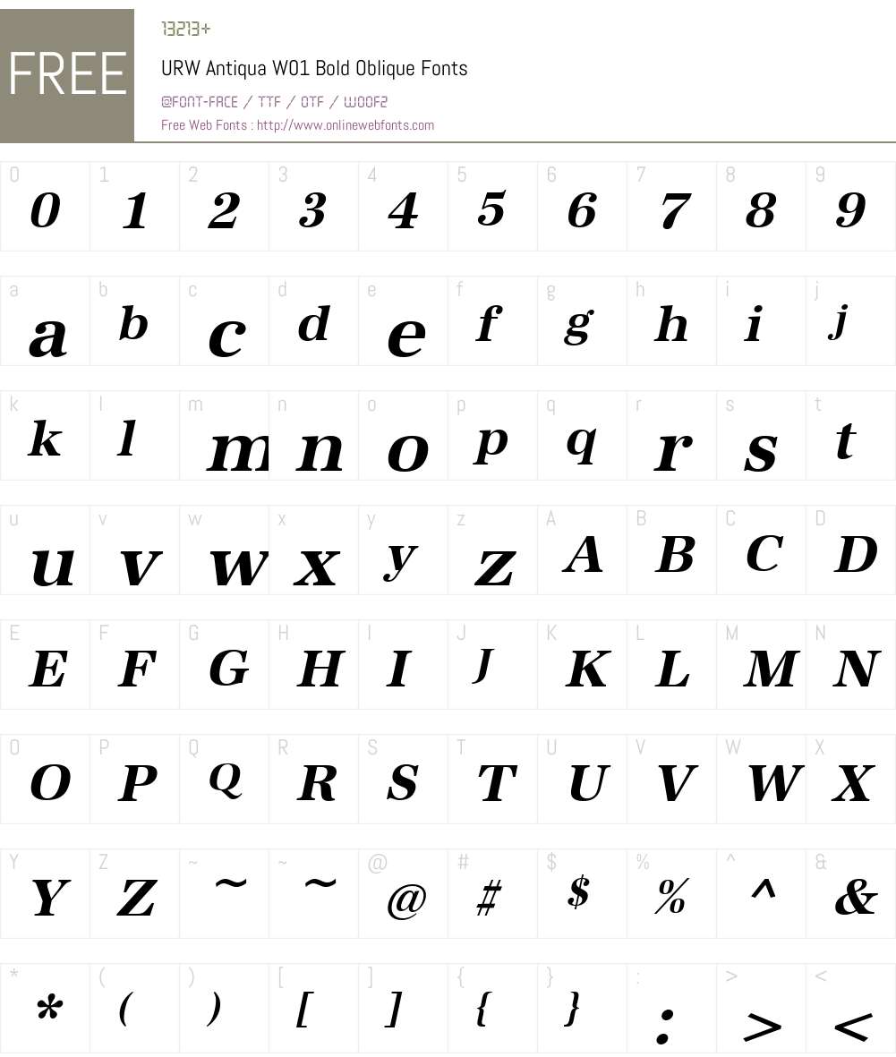 URWAntiquaW01-BoldOblique Font Screenshots