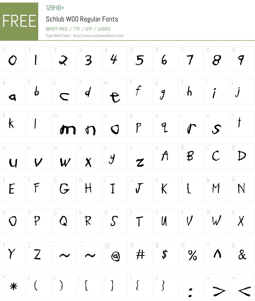 SchlubW00-Regular Font Screenshots
