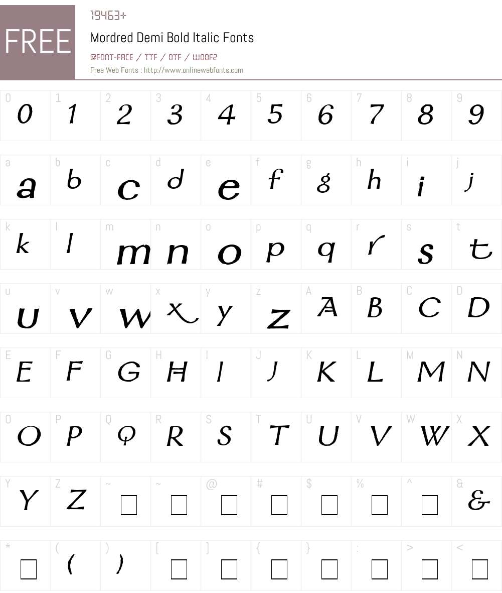 Mordred Font Screenshots