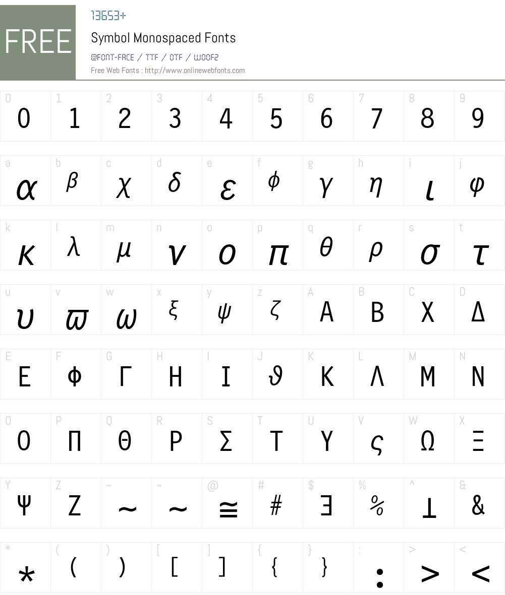 Symbol Monospaced Font Screenshots