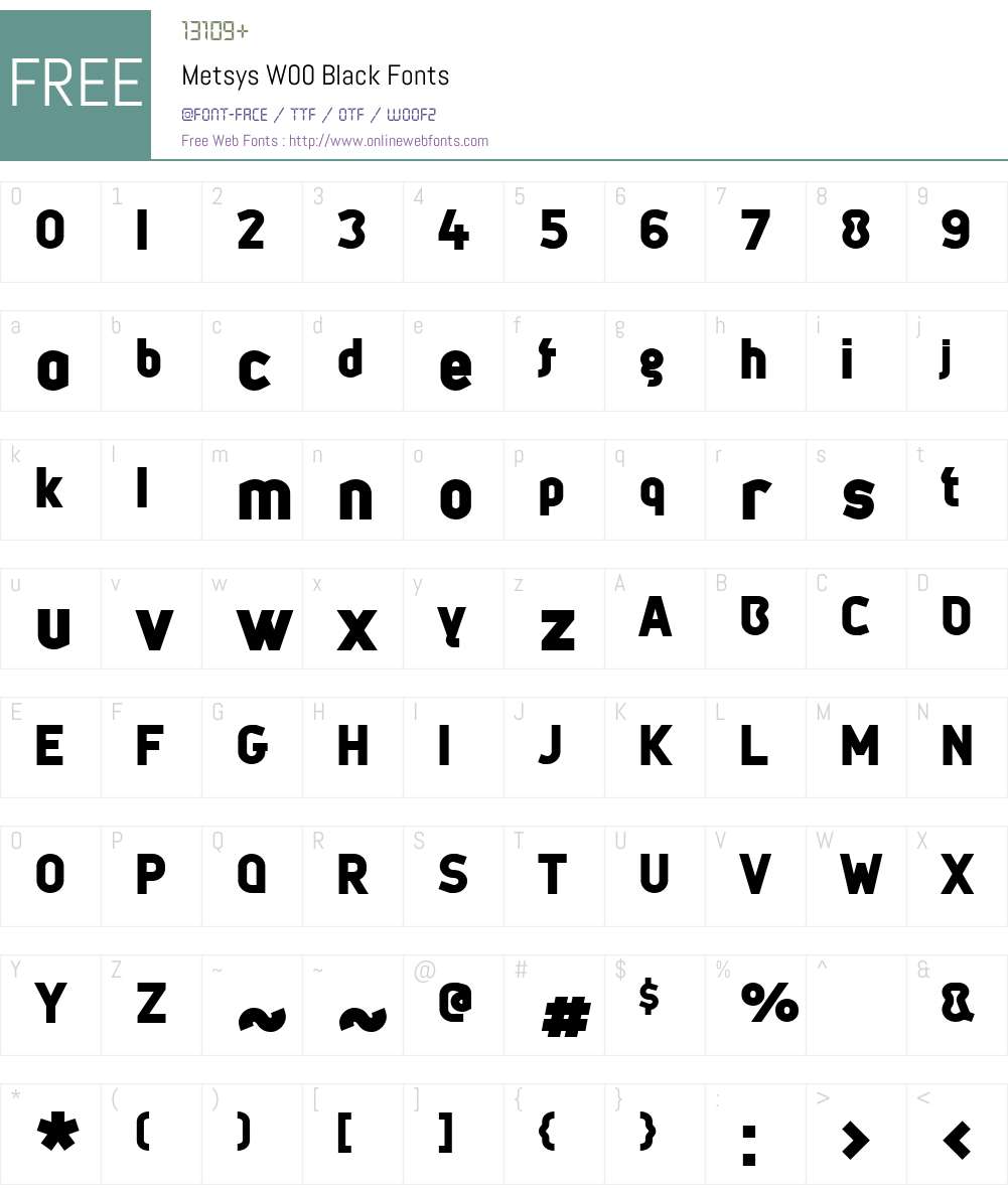 Metsys Font Screenshots