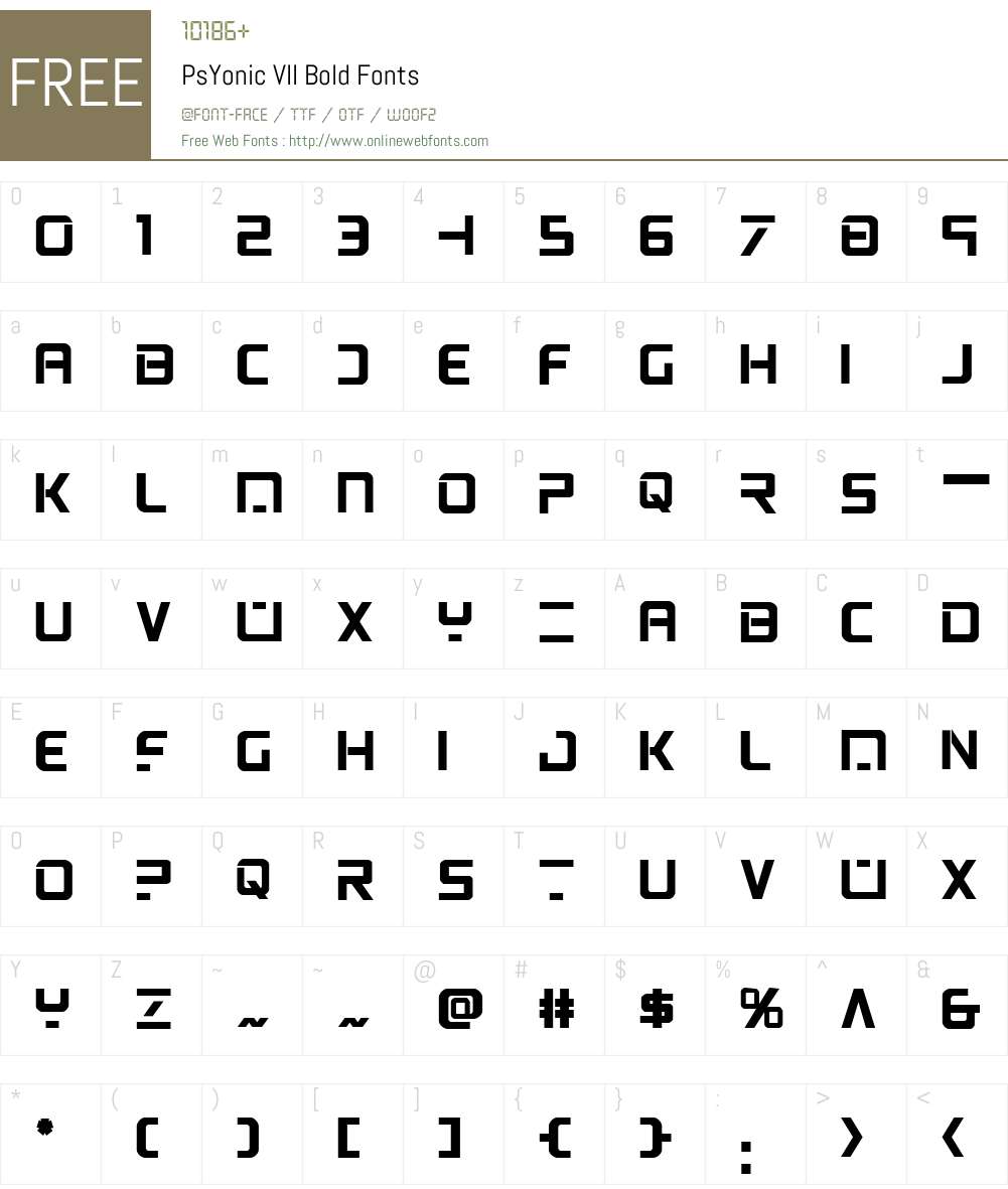 PsYonic VII Bold Font Screenshots