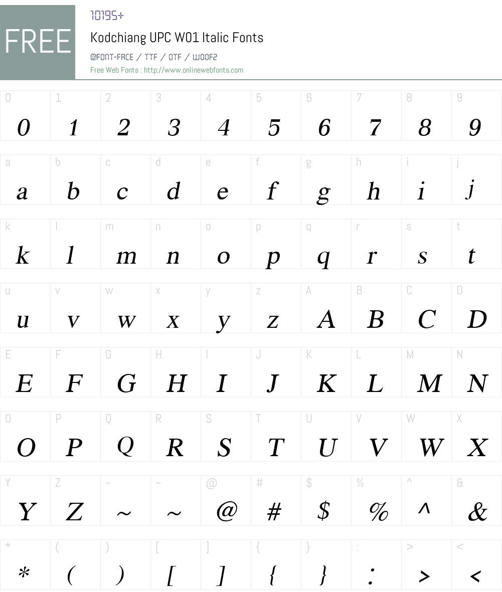 KodchiangUPCW01-Italic Font Screenshots