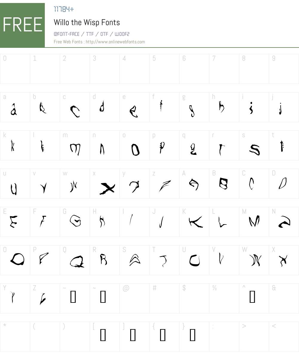 Willo the Wisp Font Screenshots