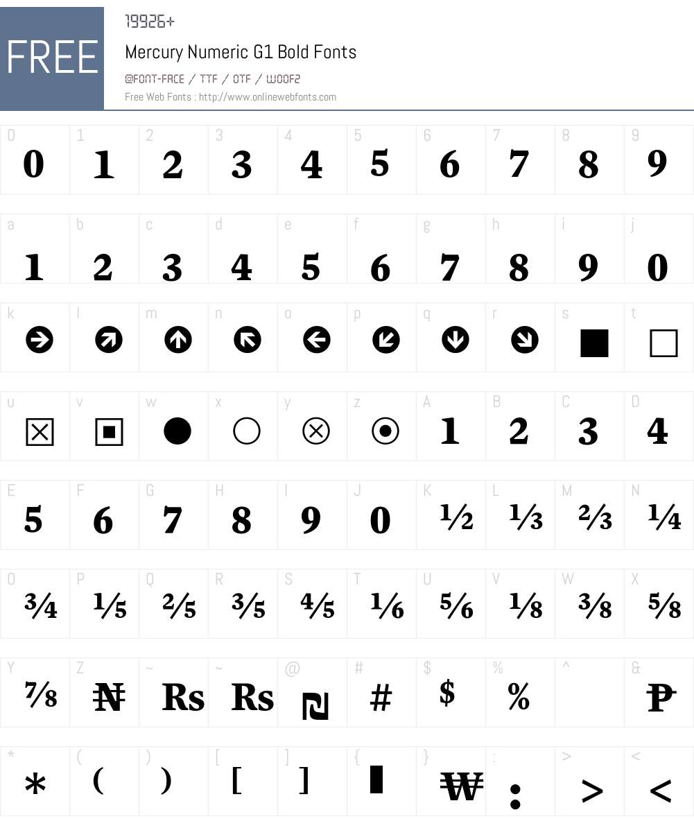 Mercury Numeric G1 Font Screenshots