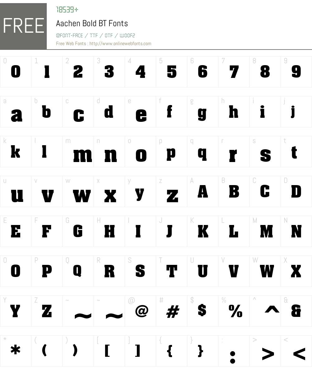 Aachen BT Font Screenshots