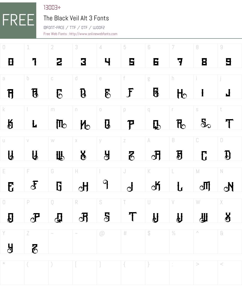 The Black Veil Alt 3 Font Screenshots
