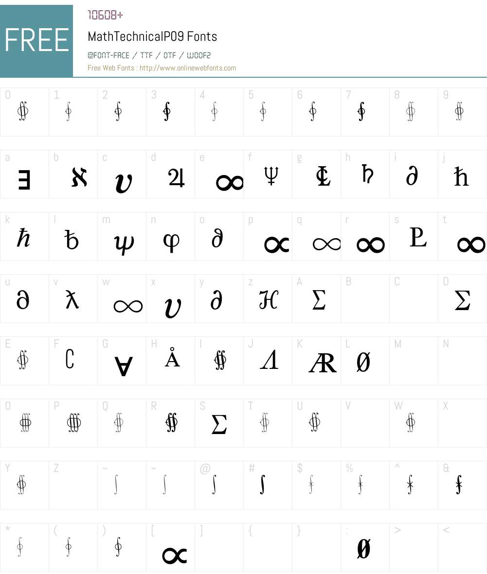 MathTechnical Font Screenshots
