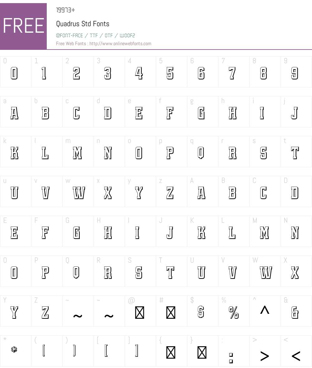 Quadrus Std Font Screenshots