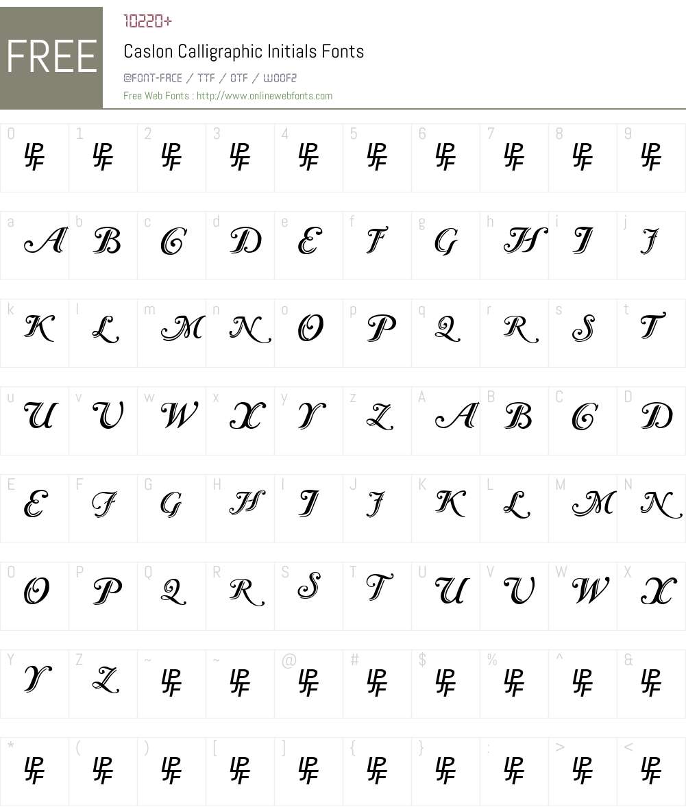 Caslon Calligraphic Initials Font Screenshots