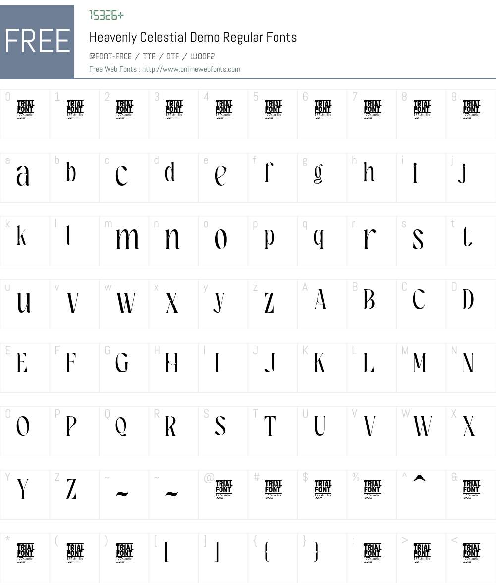 Heavenly Celestial Demo 1.001 Fonts Free Download - OnlineWebFonts.COM