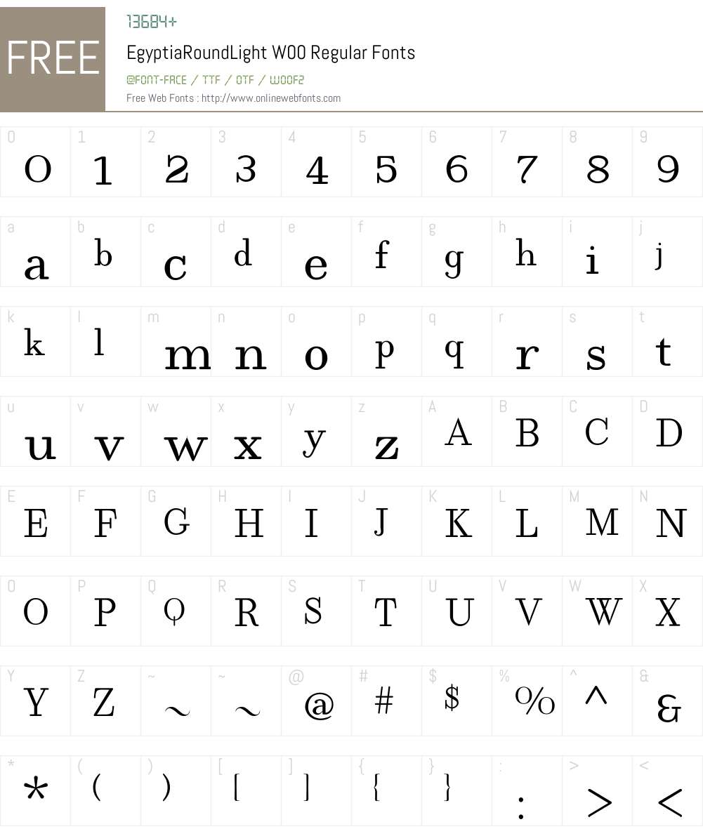 EgyptiaRoundLightW00-Rg Font Screenshots