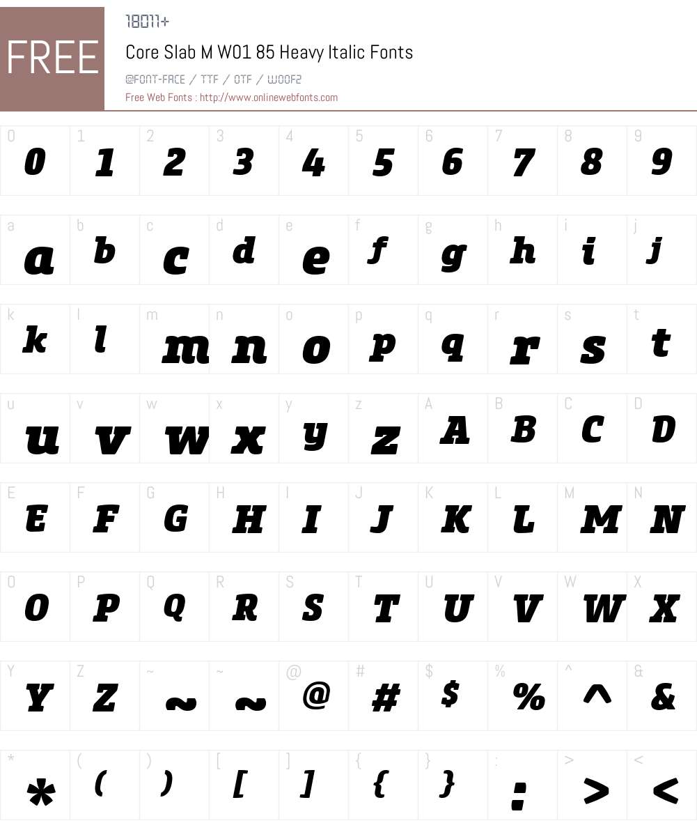 CoreSlabMW01-85HeavyItalic Font Screenshots