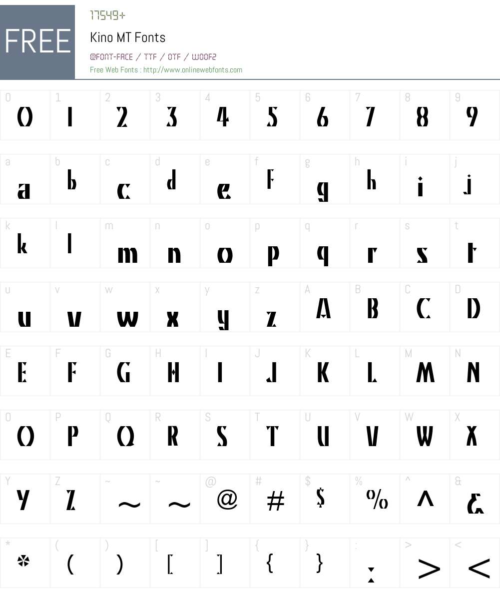 Kino MT Font Screenshots