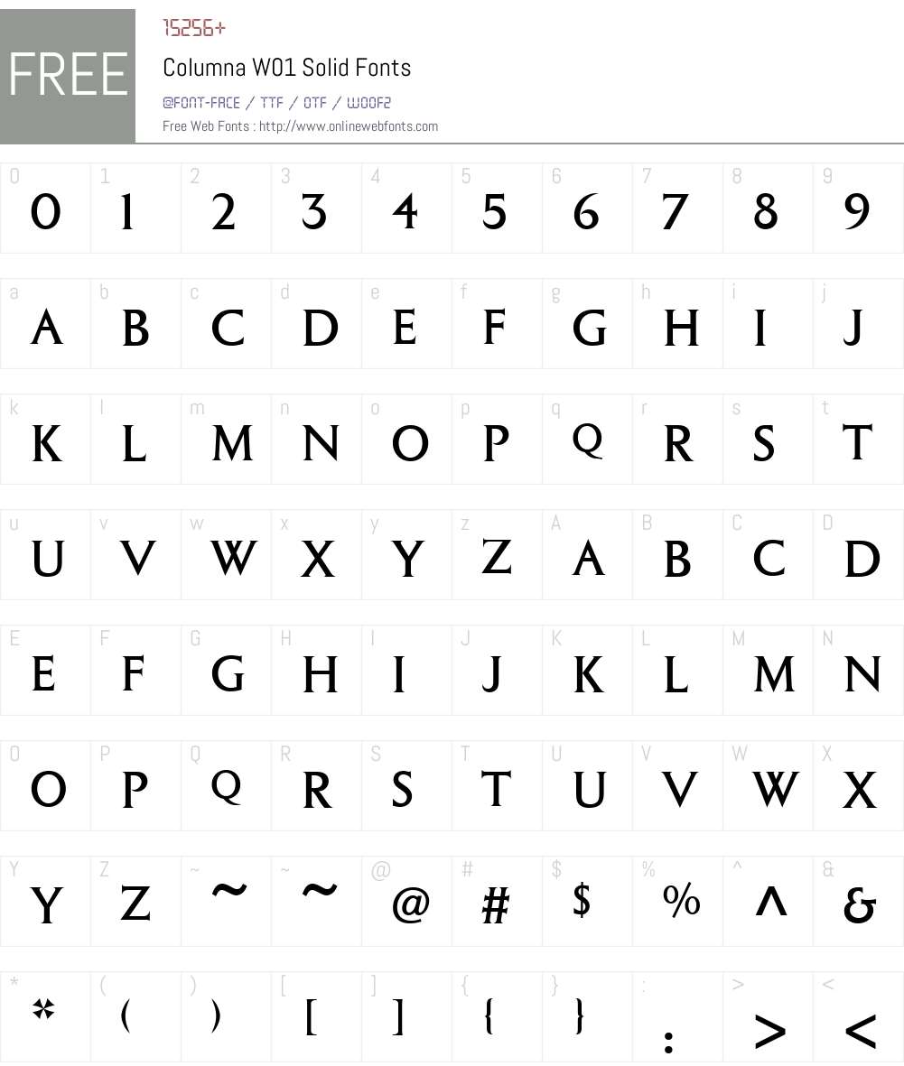 ColumnaW01-Solid Font Screenshots