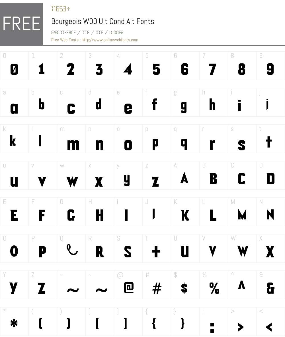 BourgeoisW00-UltCondAlt Font Screenshots