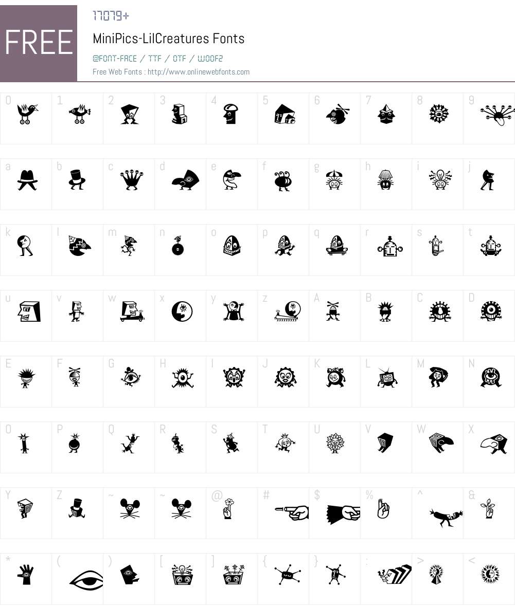 MiniPics Font Screenshots