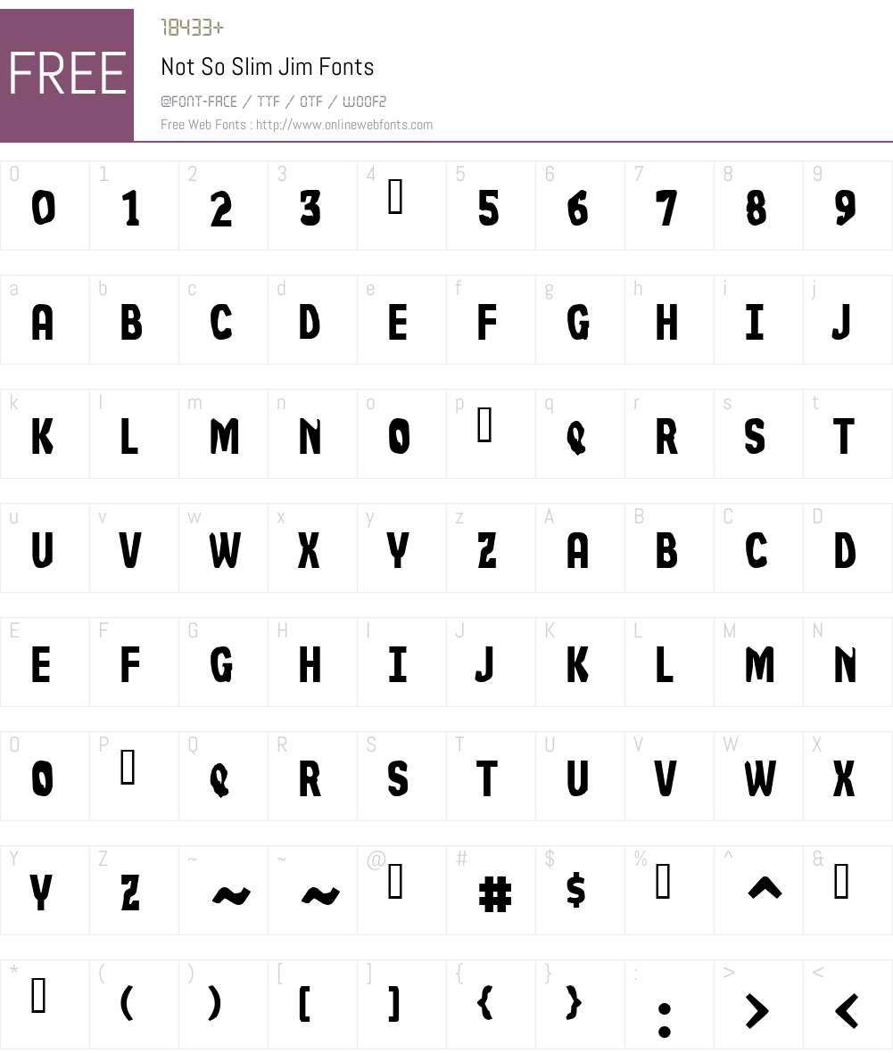 Not So Slim Jim Font Screenshots