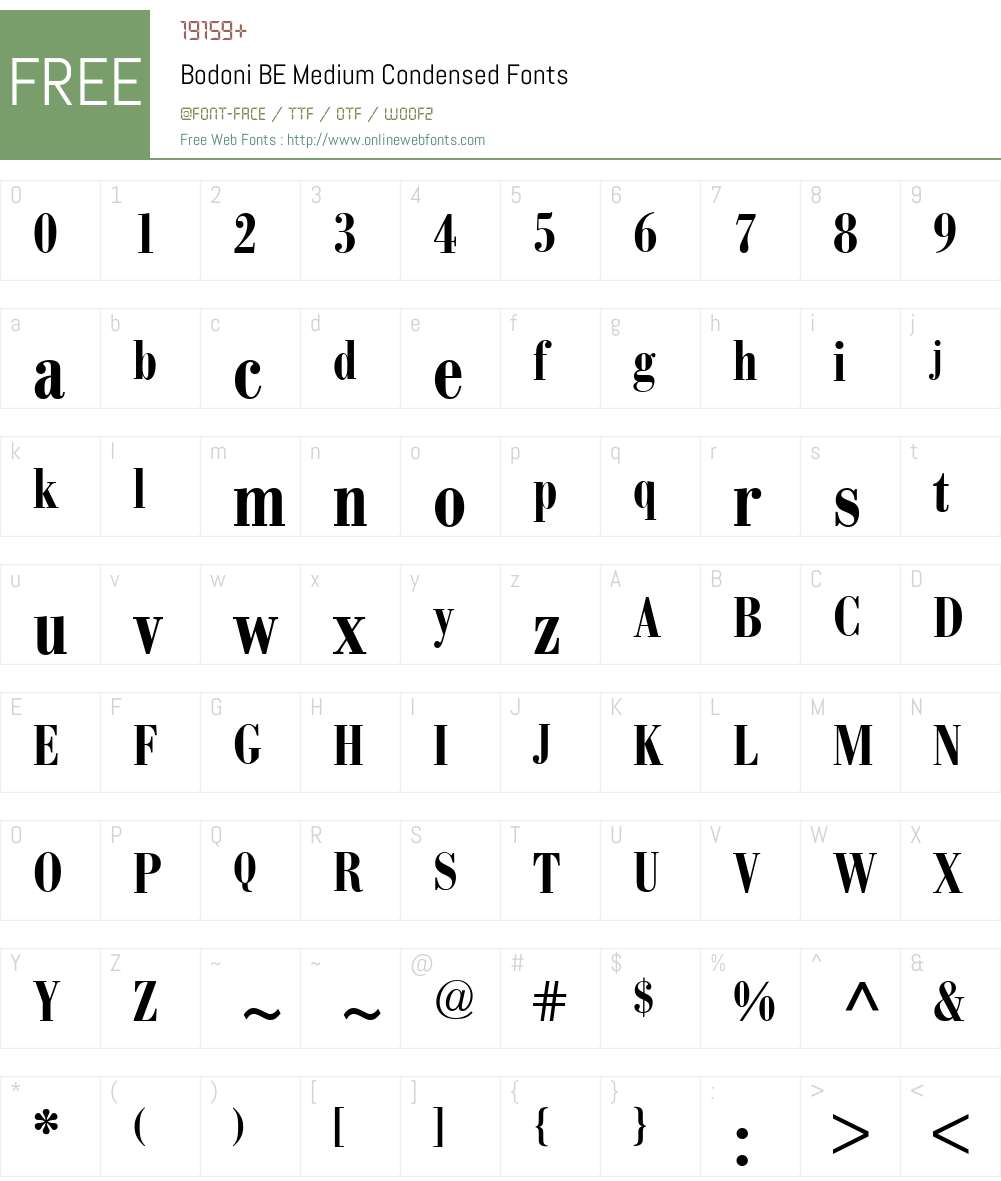 Bodoni BE Font Screenshots