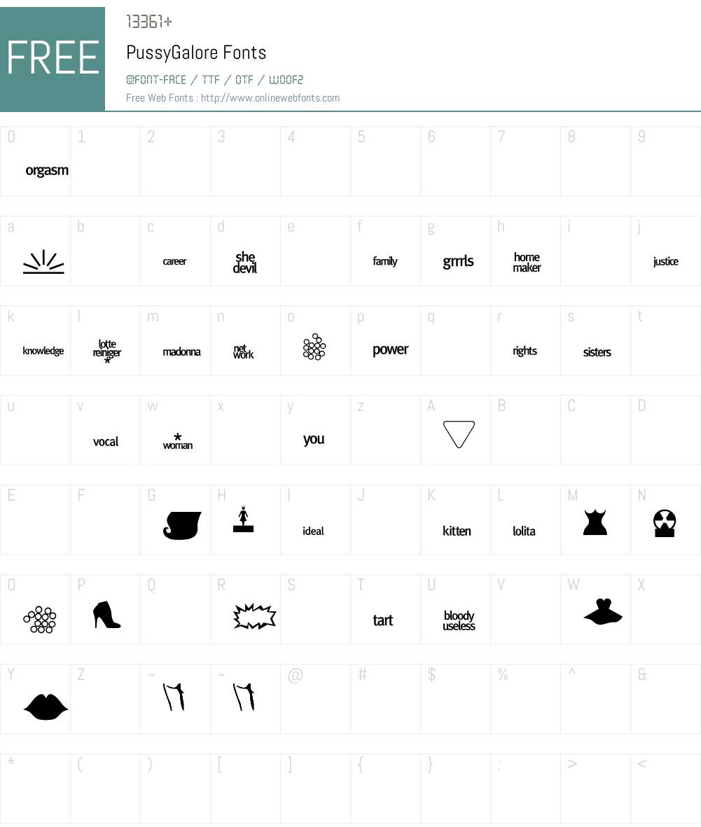 PussyGalore Font Screenshots