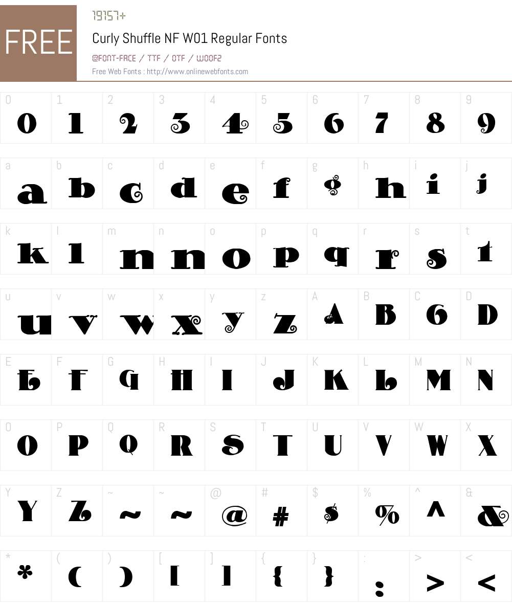 CurlyShuffleNFW01-Regular Font Screenshots