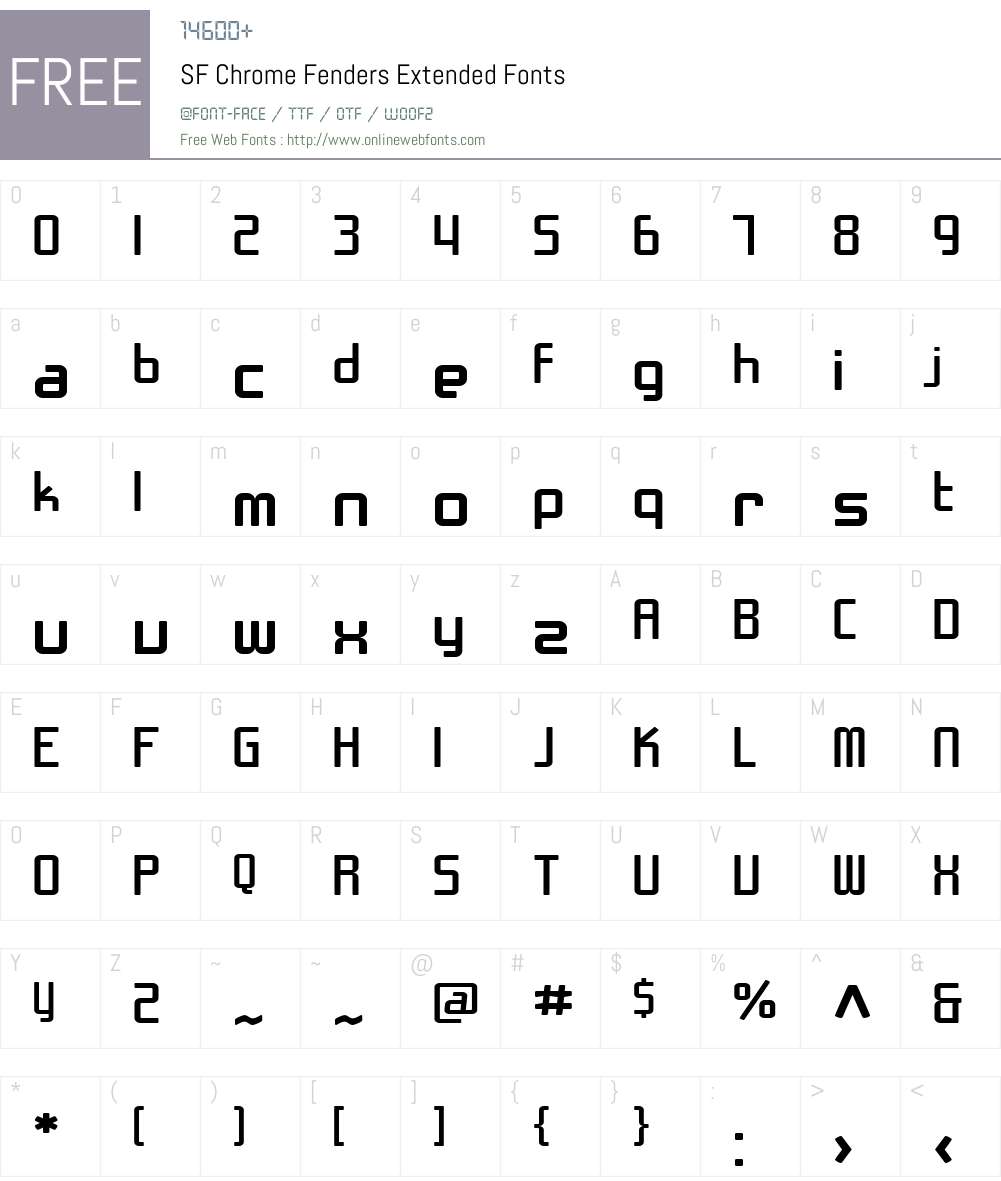SF Chrome Fenders Extended Font Screenshots