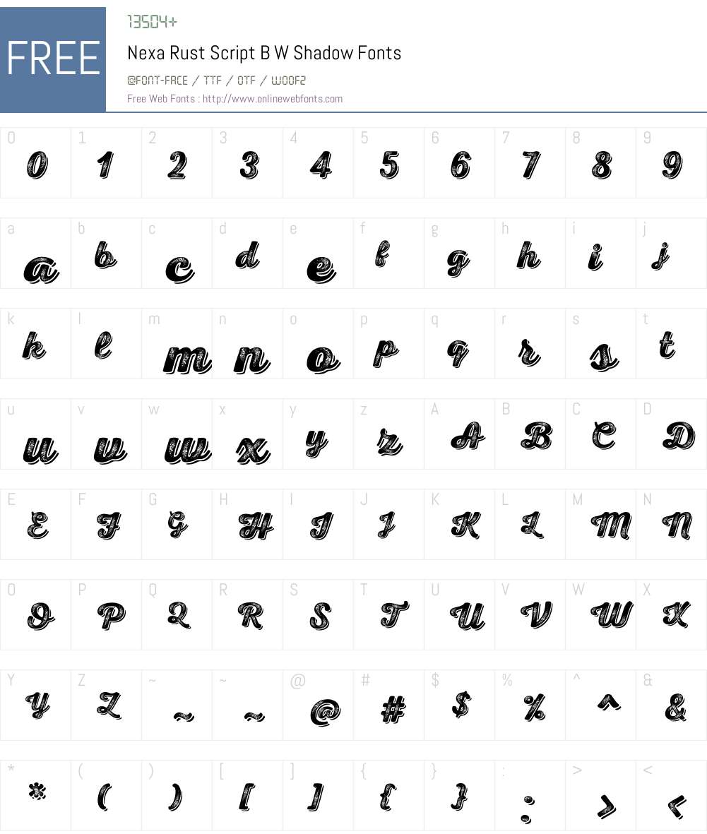 NexaRustScriptBW-Shadow Font Screenshots