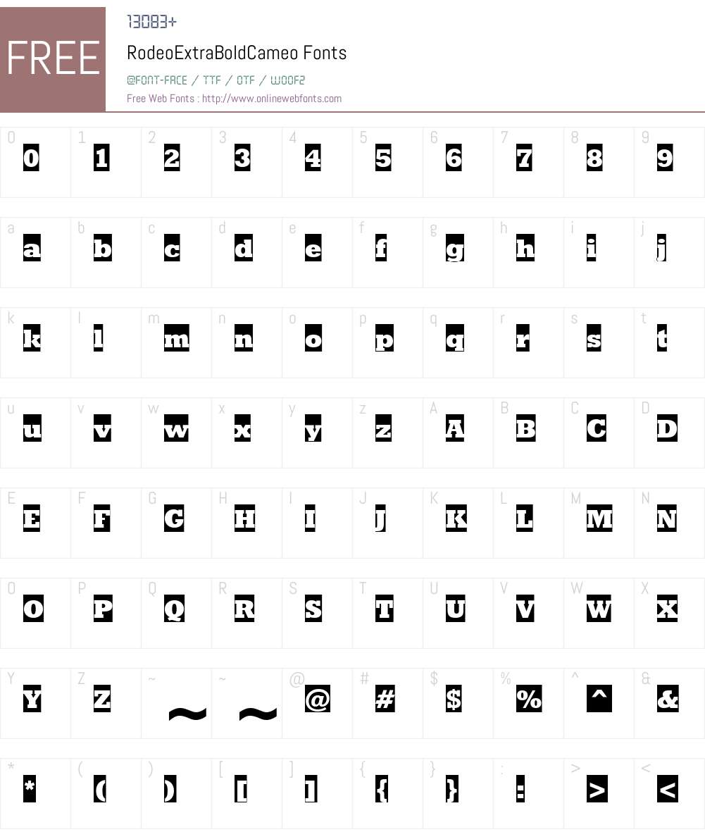 RodeoExtraBoldCameo Font Screenshots