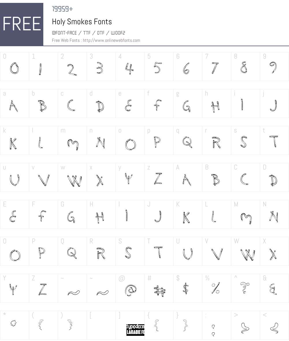 Holy Smokes Font Screenshots