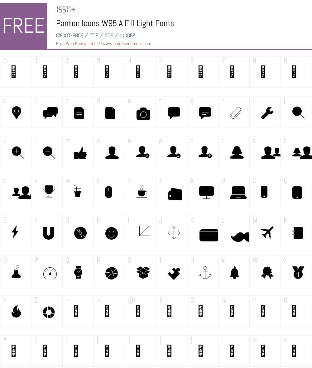 PantonIconsW95-AFillLight Font Screenshots