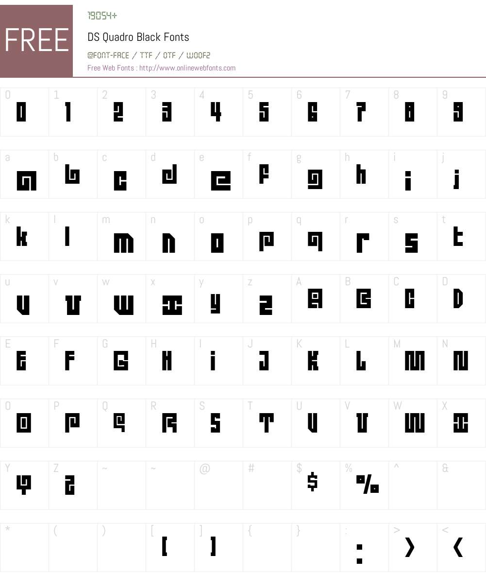 DS Quadro Font Screenshots