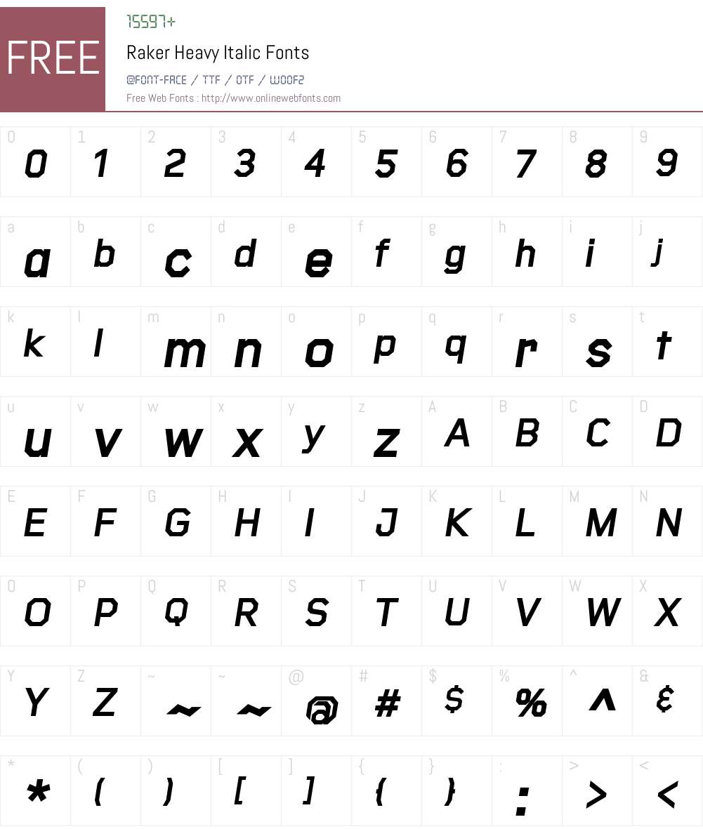 Raker-HeavyItalic Font Screenshots