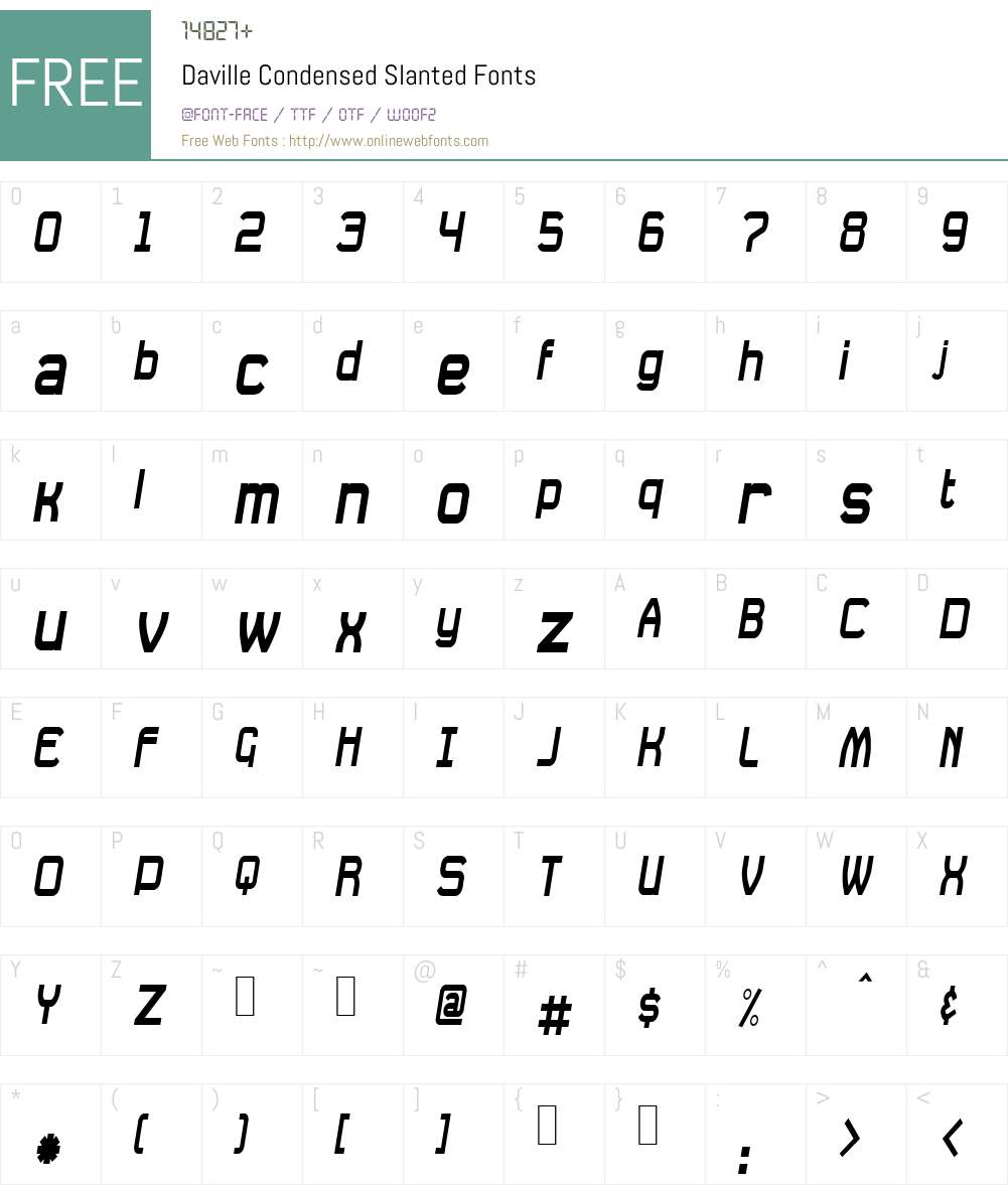 Daville Condensed Slanted Font Screenshots