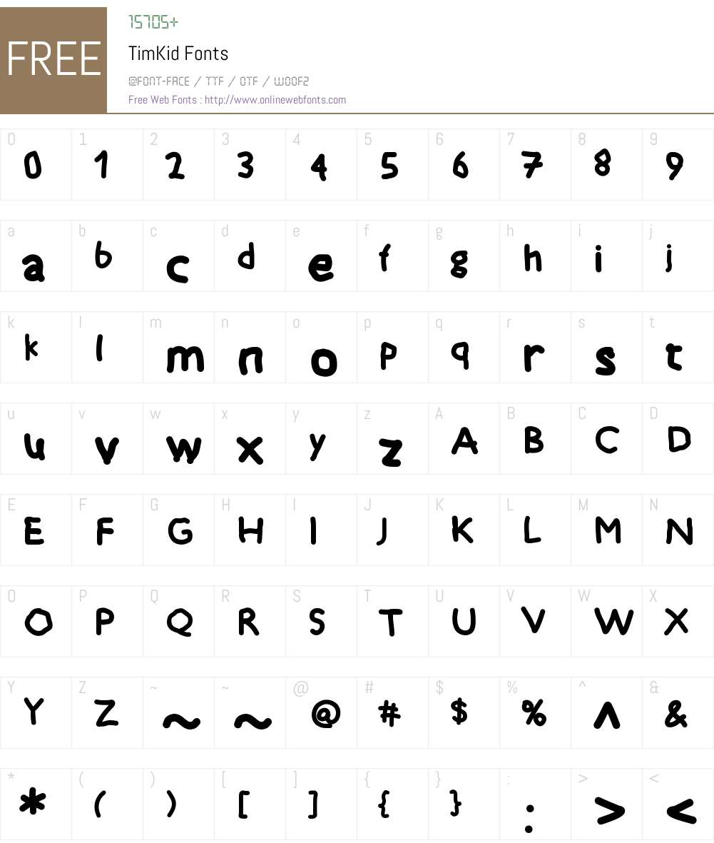 TimKid Font Screenshots