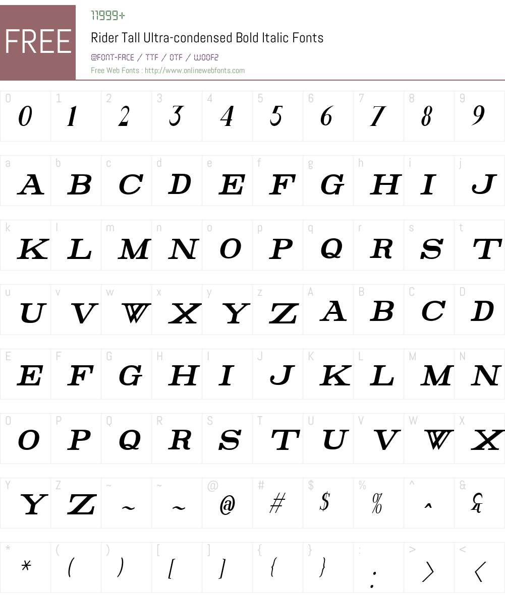 Rider Tall Font Screenshots