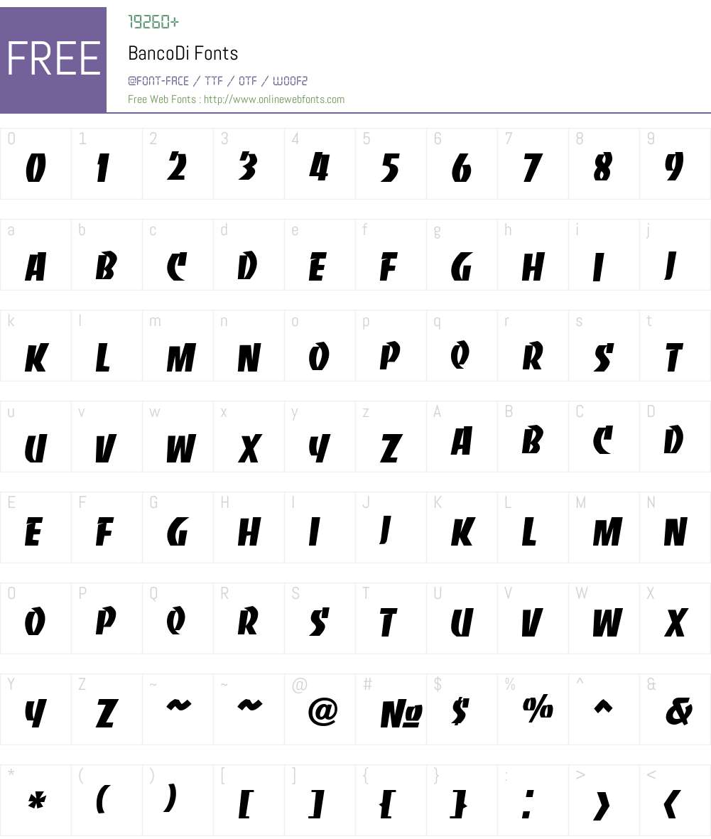 BancoDi Font Screenshots