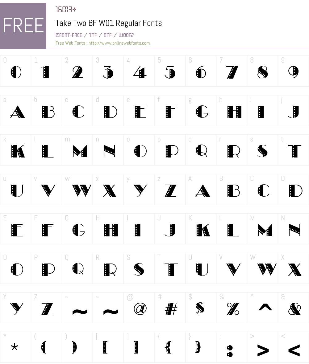 TakeTwoBFW01-Regular Font Screenshots