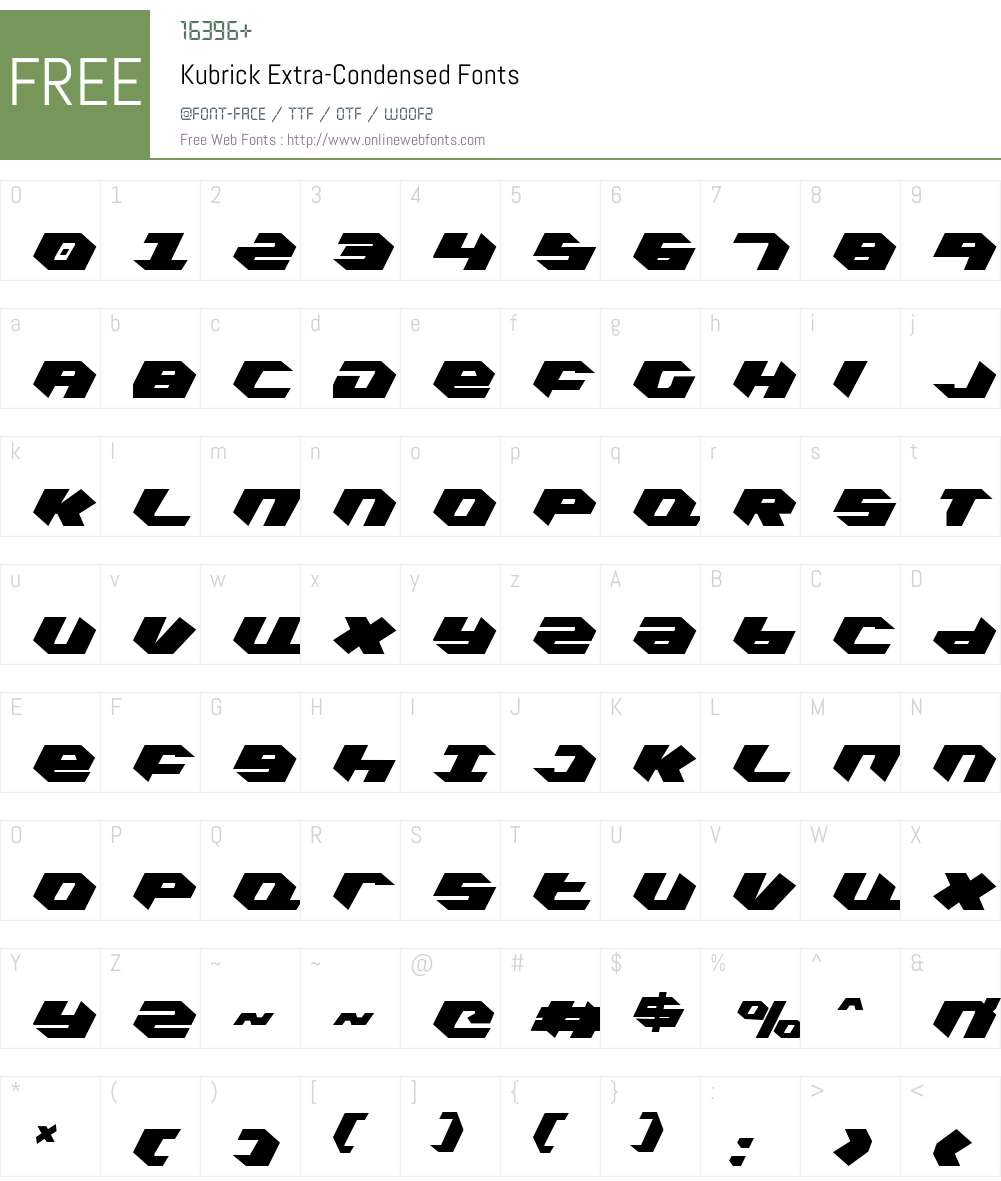 Kubrick Extra-Condensed Font Screenshots